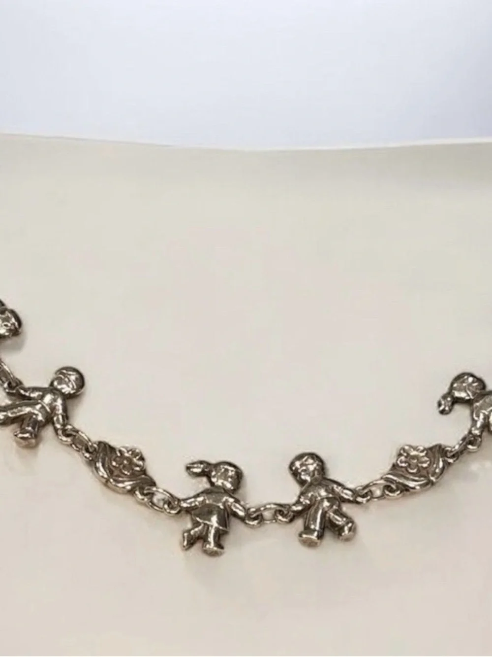 JAMES AVERY Retired Children and Flowers Link Charm Bracelet Fine Sterling Y13R